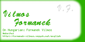 vilmos formanek business card